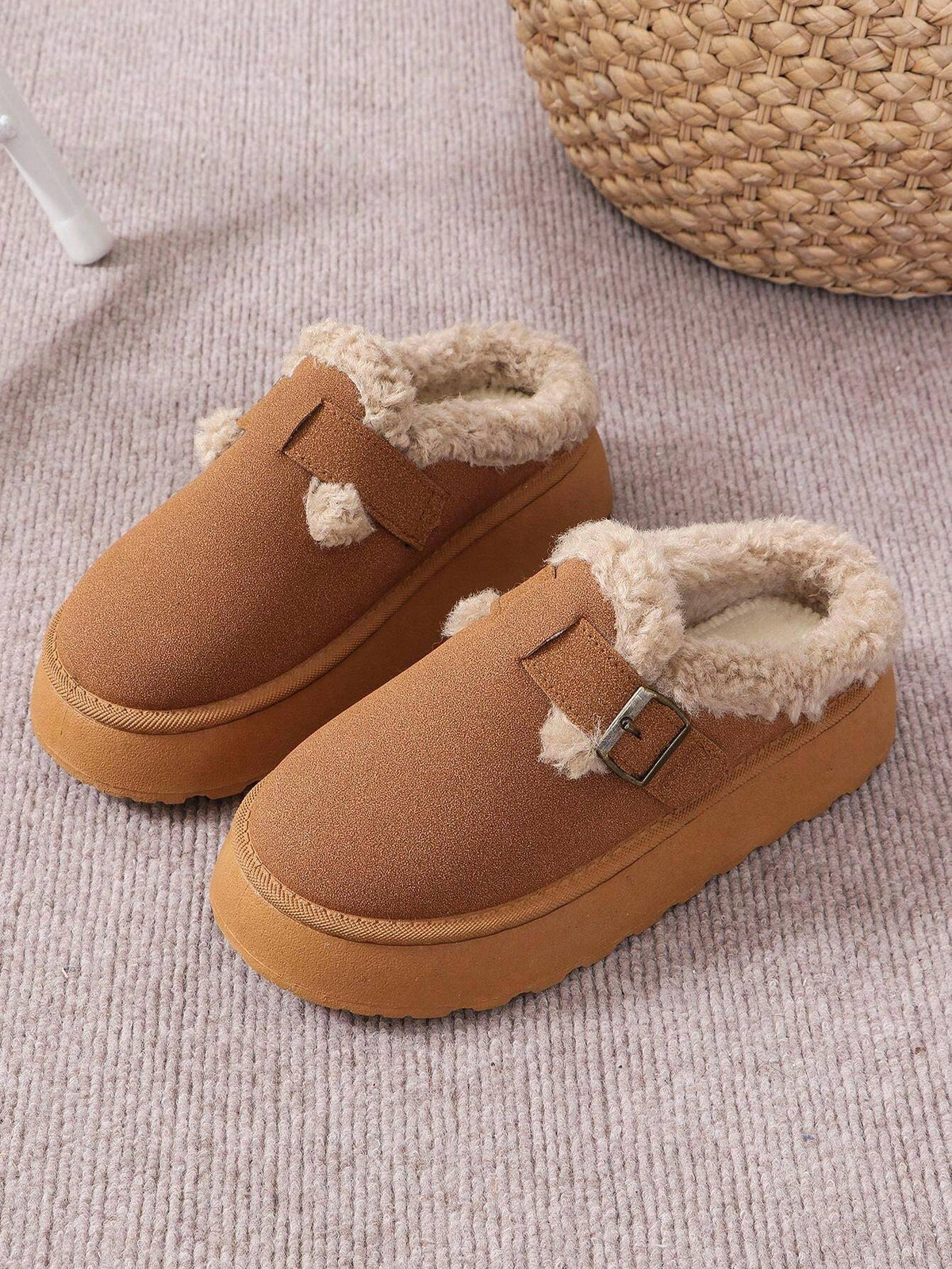 Cozy Winter Plush Lined Platform House Slippers