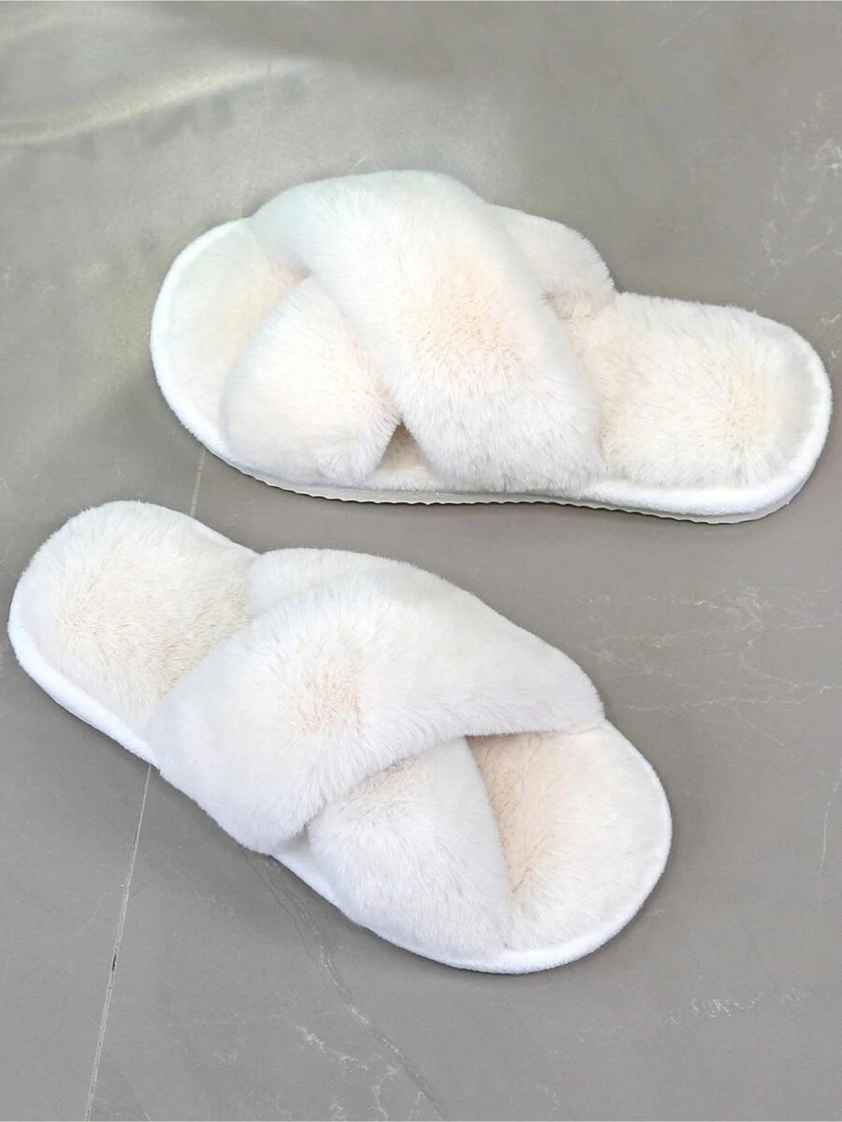 Cross Strap Fluffy Bedroom Slippers
