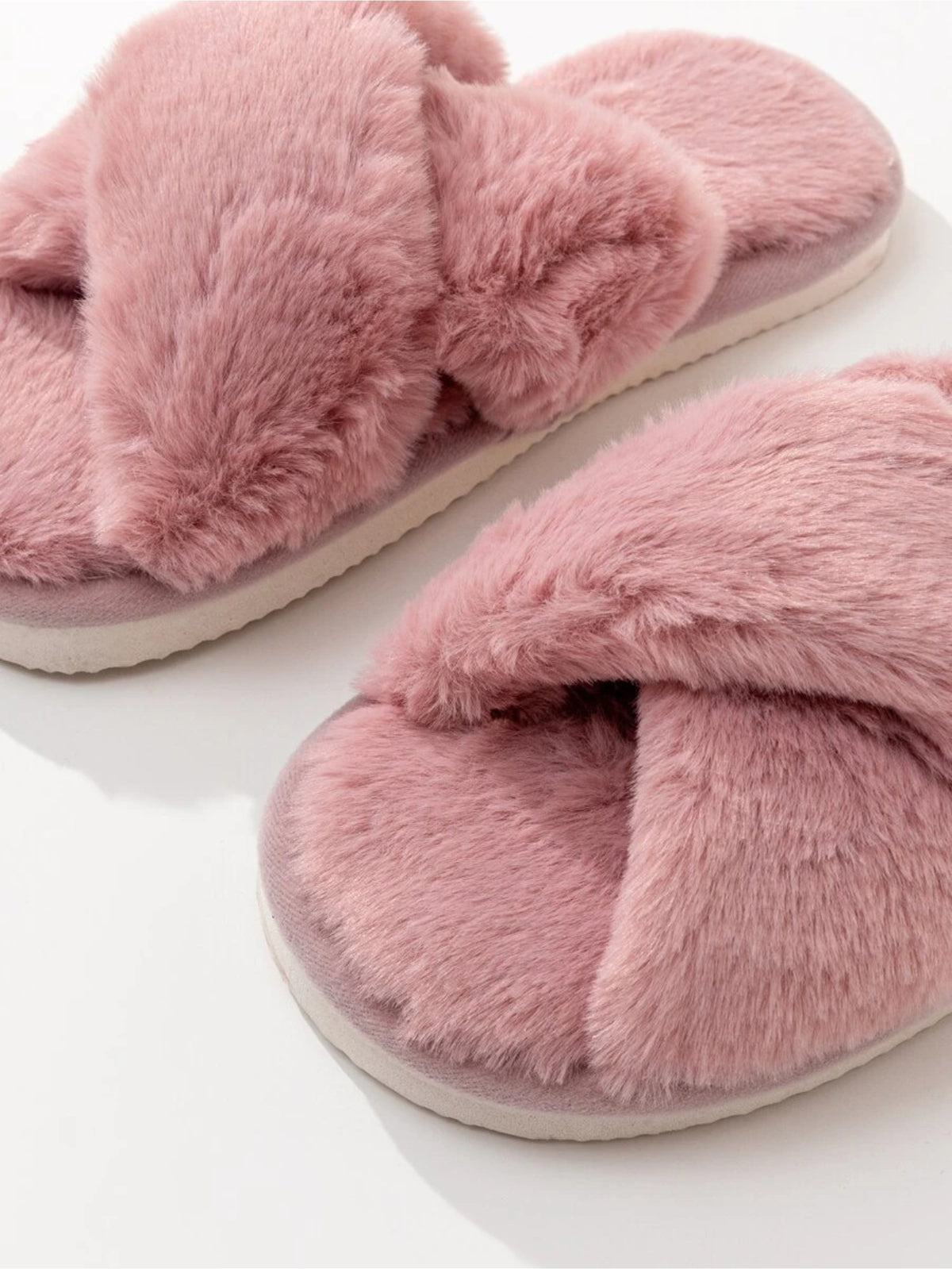 Cross Strap Fluffy Bedroom Slippers