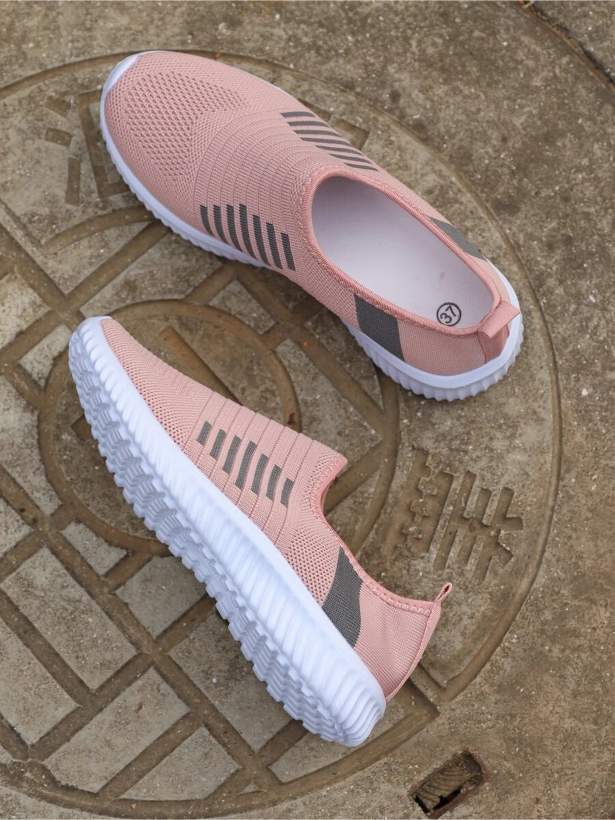 Striped Slip On Running Shoes