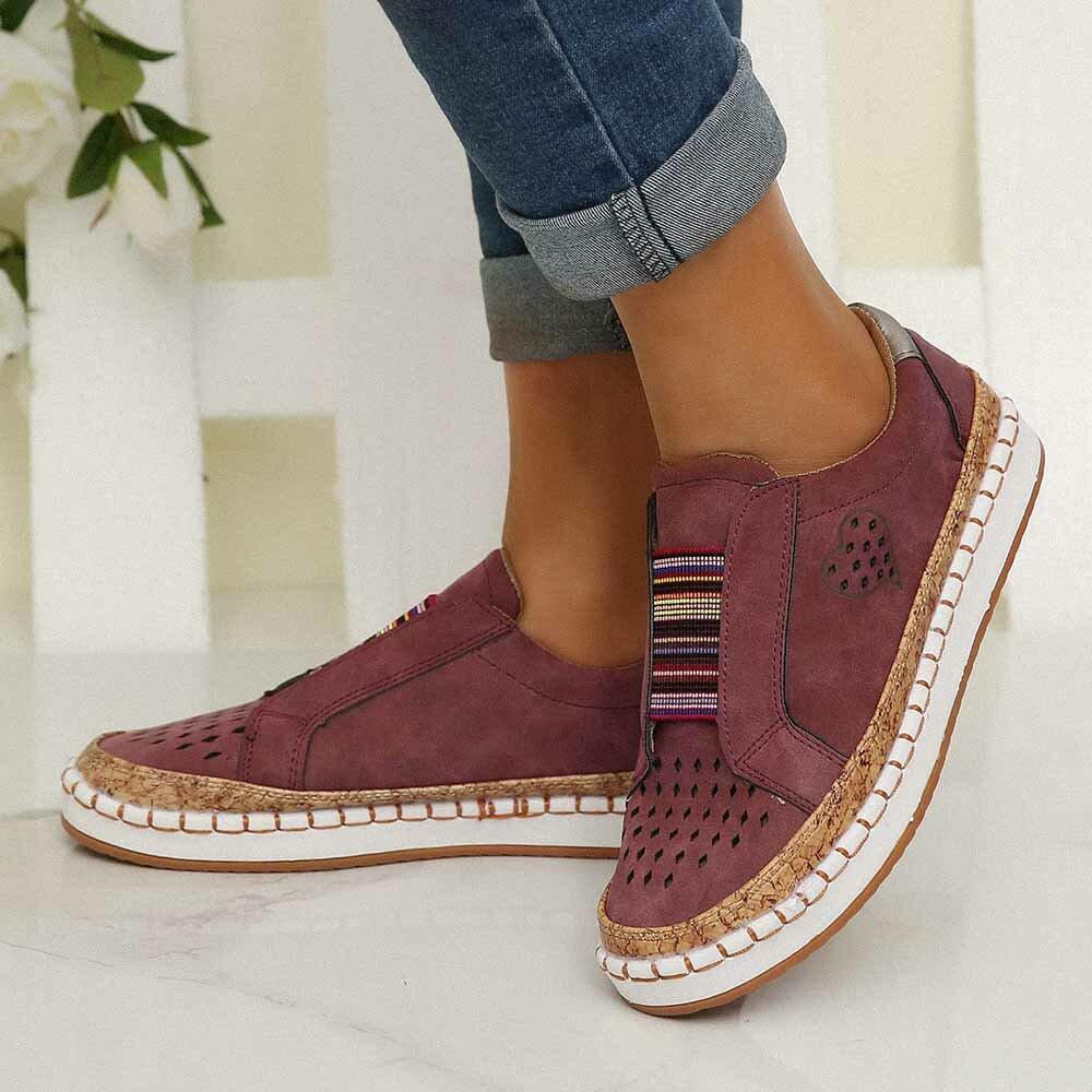 Women Casual Breathable Hollow Slip On Flat Loafers